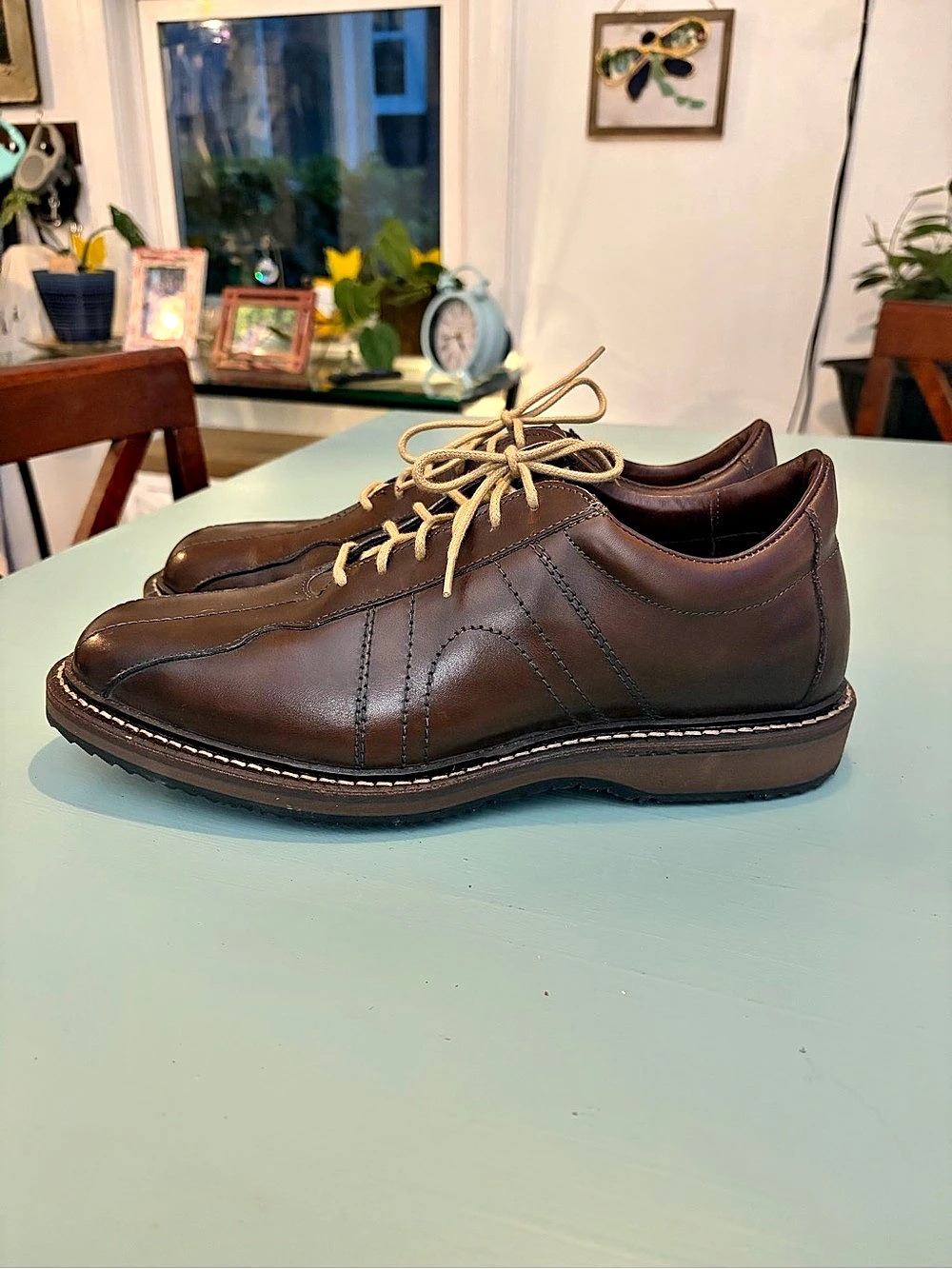 Allen Edmonds Men’s 9.5 D Brown Leather Split Toe Oxford Derby Lug Sole Shoes